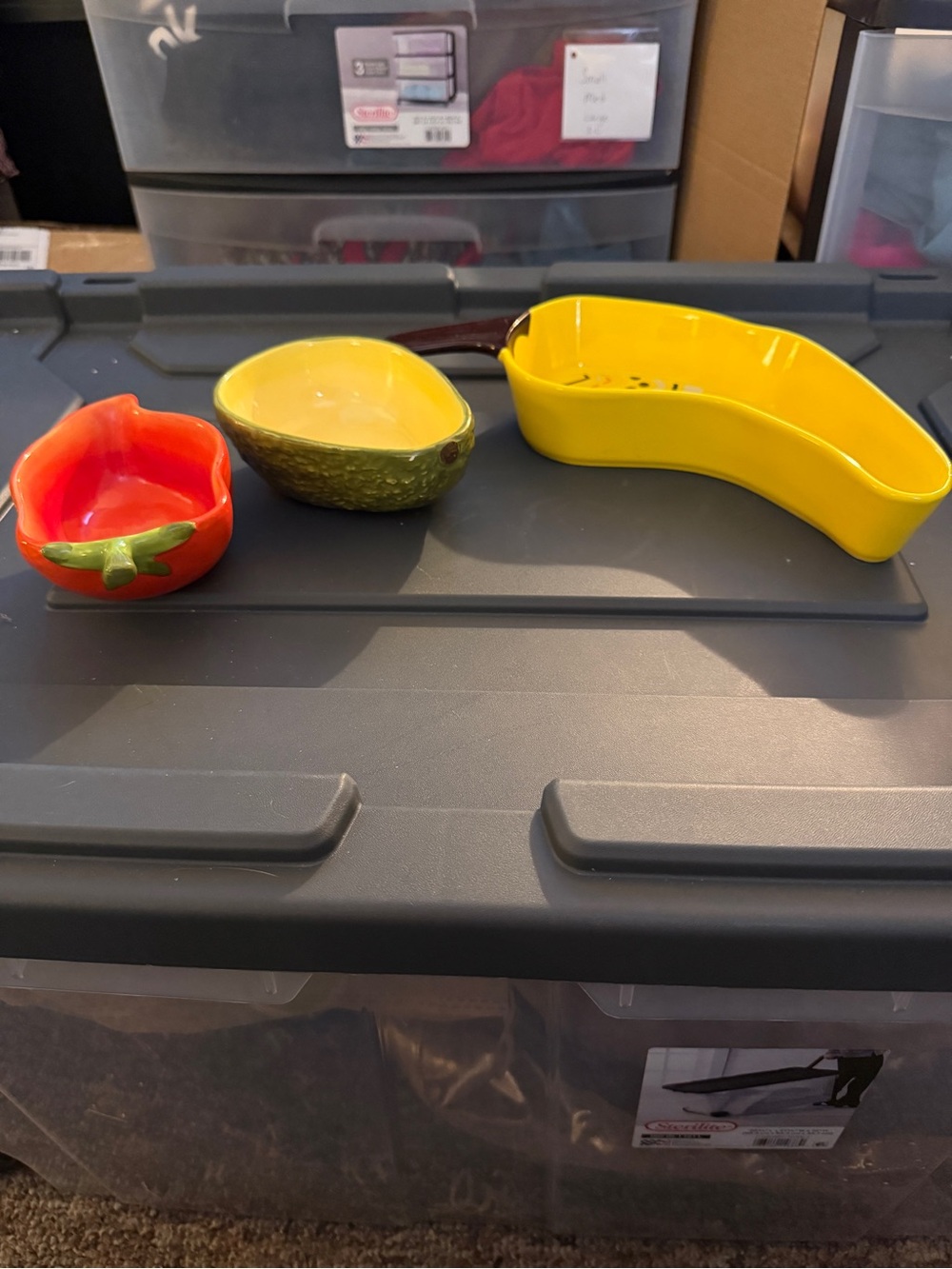 Pier 1 Bright Mexican Shaped Ceramic Snack Trio in Yellow, Green, Red